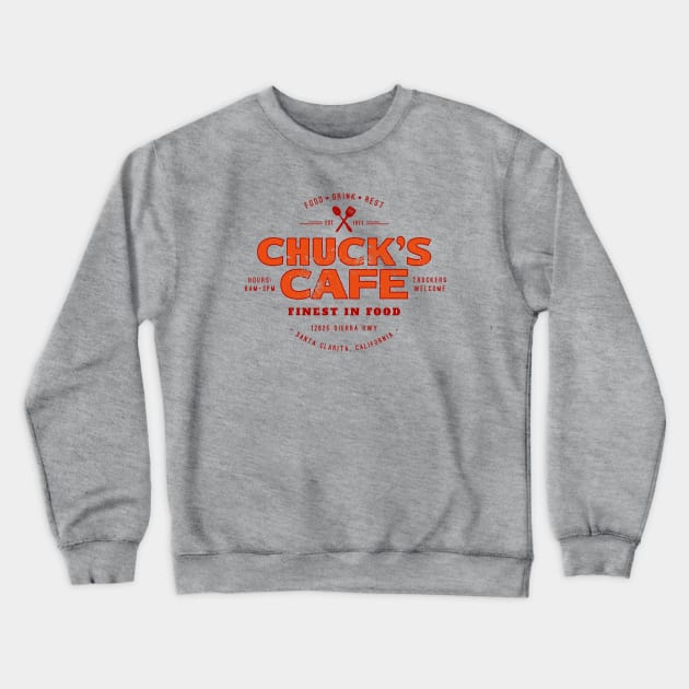 Chuck’s Cafe (aged look) Crewneck Sweatshirt by MoviTees.com